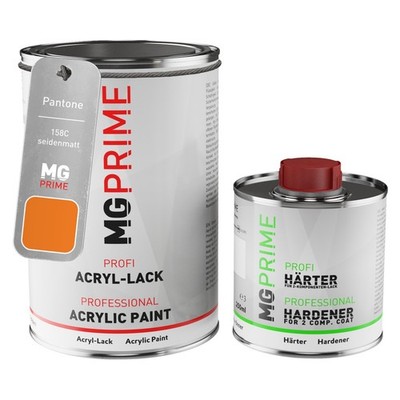 Pantone 158C Orange seidenmatt Acryl Lack 1,5 Liter 1500 ml Dose inkl. Härter