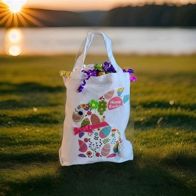 Easter Bunny Tote Canvas Gifts School Bag Handmade Bunny Easter Egg 13x13