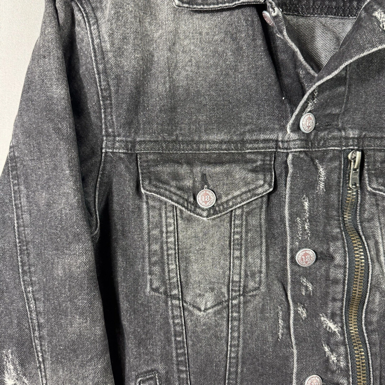 R13 Denim Trucker Jacket Men’s Black Zip Size Medium $1250 MSRP - product detail image 7