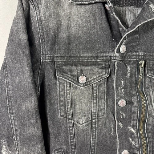 R13 Denim Trucker Jacket Men’s Black Zip Size Medium $1250 MSRP image 7