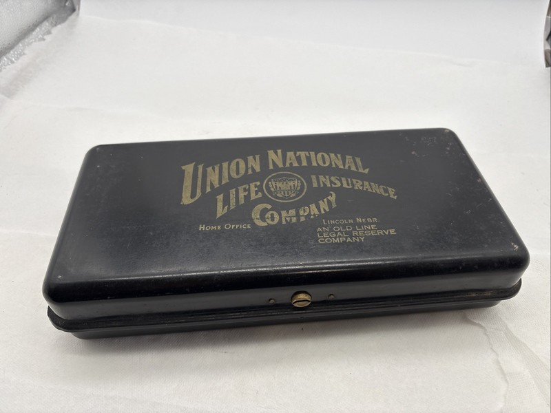 Vintage Union National Life Insurance Company Metal Legal Papers Box