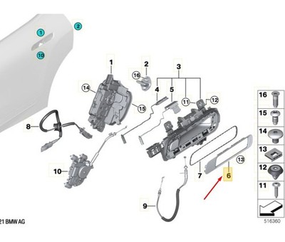 BMW iX I20 Türgriff hinten außen rechts Blende 51225A0C9A2 NEU ORIGINAL