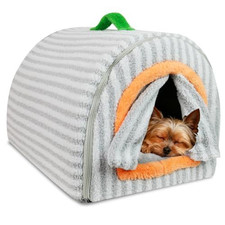 Dog House Indoor for Small Dogs  Cats, 2-in-1 Enclosed M-20x16x14", Grey