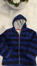 Hanna Anderson Boys Fleece Zip Up Jacket Size 130 US 8 Blue Gray Lined EUC