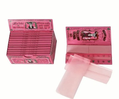 RYO FULL BOX ROLLING PAPERS KS WITH TIPS 32 LEAVES 32 TIPS PINK PURE HEMP 12PK
