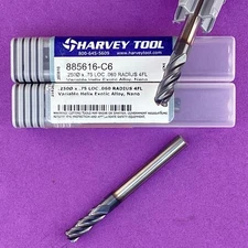 HARVEY TOOL   Carbide  1/4" Variable Helix End Mill; 885616-C6; Nano🎯Machinist