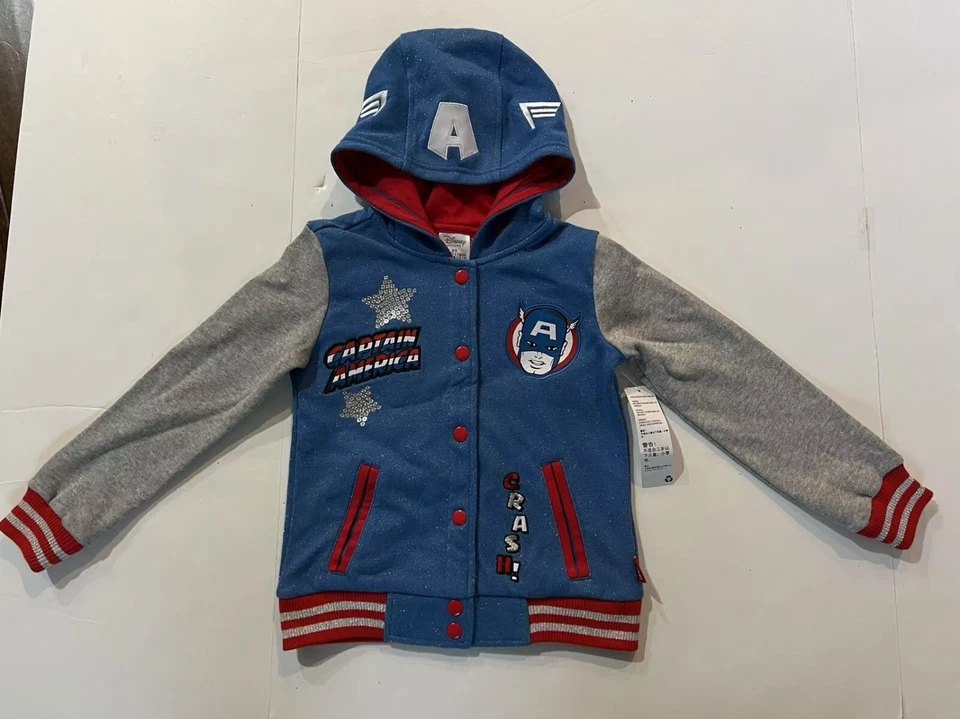 Куртка с капюшоном на молнии Disney Store Captain Amercia для детей размер 5/6 - Изображение 2 из 4