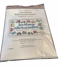 Cross Stitch Kit Little Wheels Birth Announcement Customizable Design Connection