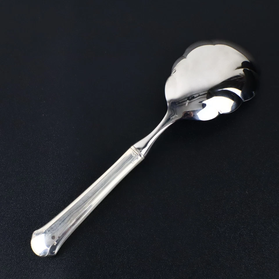 Chippendale Towle Sterling Rice Spoon Stainless Bowl Scalloped 9-7/8" - Image 2 of 4