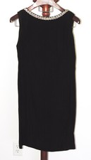 VTG 60's Sleeveless Little Black Dress Silver Glitter Trim Back Bow Approx Sz M