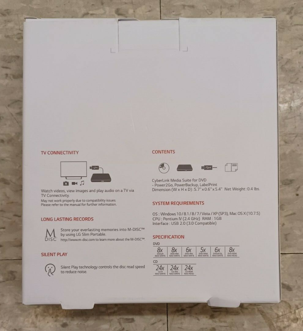 LG Ultra Slim Portable DVD Writer Complete in Box Model SP80NB60 eBay