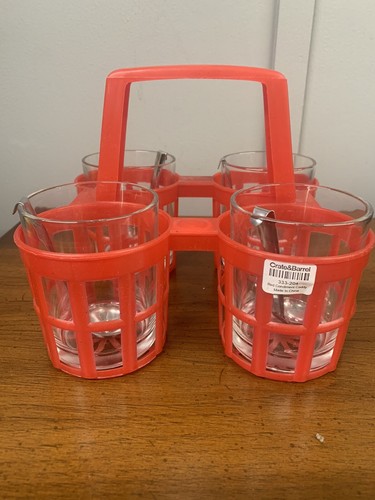 Crate&Barrel Red Condiment Caddy with Jars Ladels Picnic Cookout BBQ Party - Picture 3 of 19