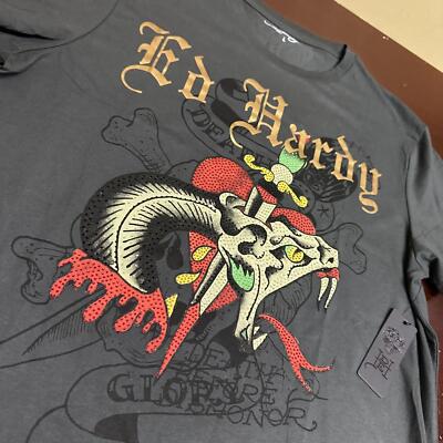 Ed Hardy men's snake graphic, short sleeve T-shirt, large | eBay