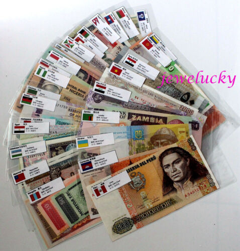 Wholesale Lots 55 Pcs Different World Banknotes Paper Money Foreign Collections - Afbeelding 1 van 7