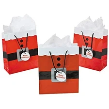Fun Express Christmas Santa Gift Bags, 12 Pack, 7.25" x 9"