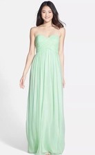 DONNA MORGAN Strapless Dress Green Silk Chiffon Formal Prom Bridesmaid NWT sz 2
