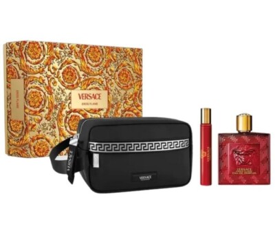 VERSACE EROS FLAME 3 pcs Cologne GIFT SET for Men 3.4 oz EDP Spray