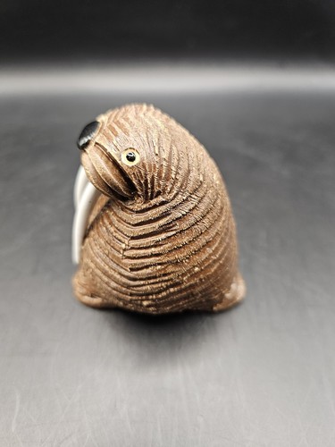 VINTAGE ARTISANIA RINCONADA WALRUS BRIGHT SHINY WHITE TUSKS WITH ORIGINAL BOX - Picture 3 of 7