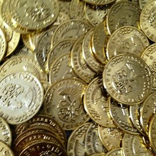 100 Gold Play Coins Treasure Birthday Party Favor Loot Golden Pirate Pinata Bulk