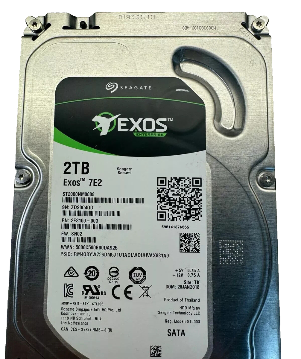 SEAGATE ST2000NM0008 2F3100-003 2TB 7.2K RPM 128MB CACHE 6 Gb/s