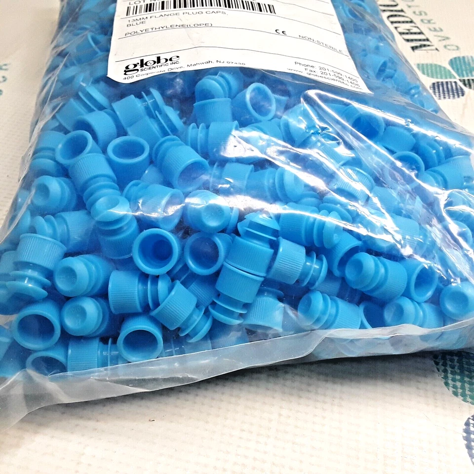 118240B - GLOBE SCIENTIFIC - TAPAS DE ENCHUFE DE BRIDA 13 MM - AZUL - 1000/BOLSA - NUEVO Foto 3 de 4