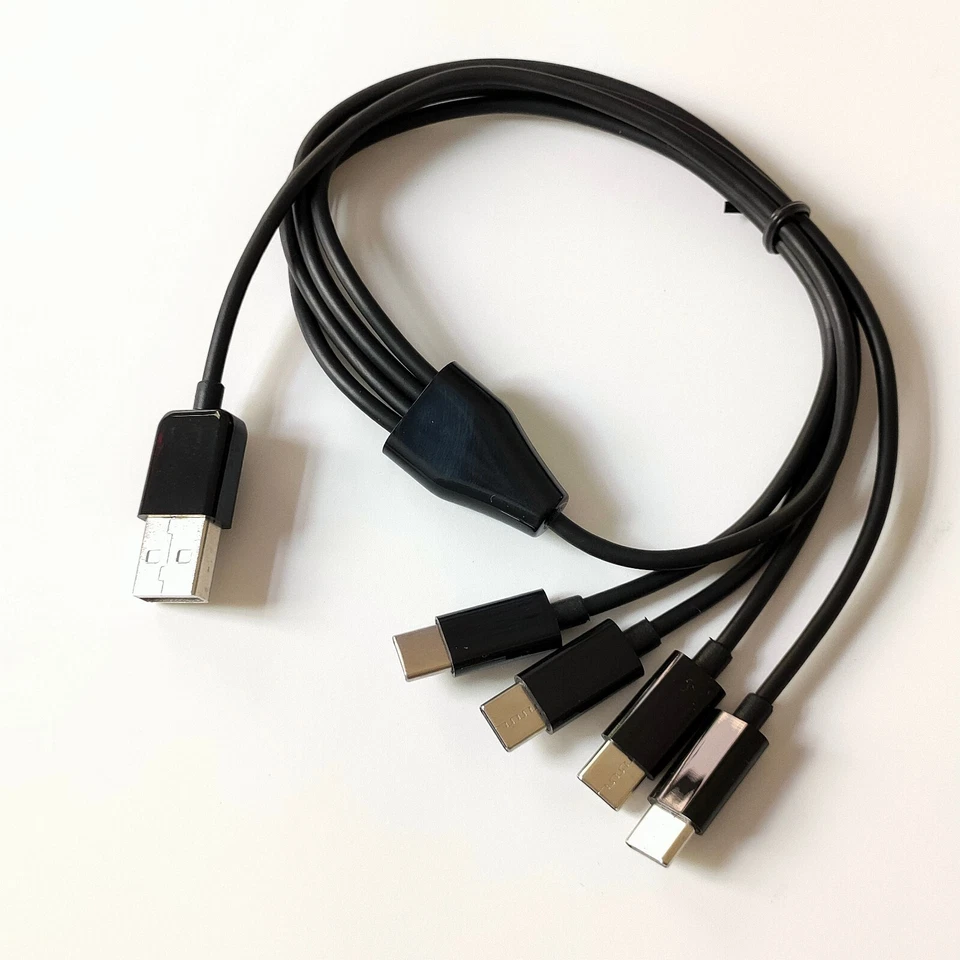 black 50cm 4 in 1 USB to 4 usb-c charger cable for Samsung S22/S21/S20/S10/S9/S8 - Image 2 of 4