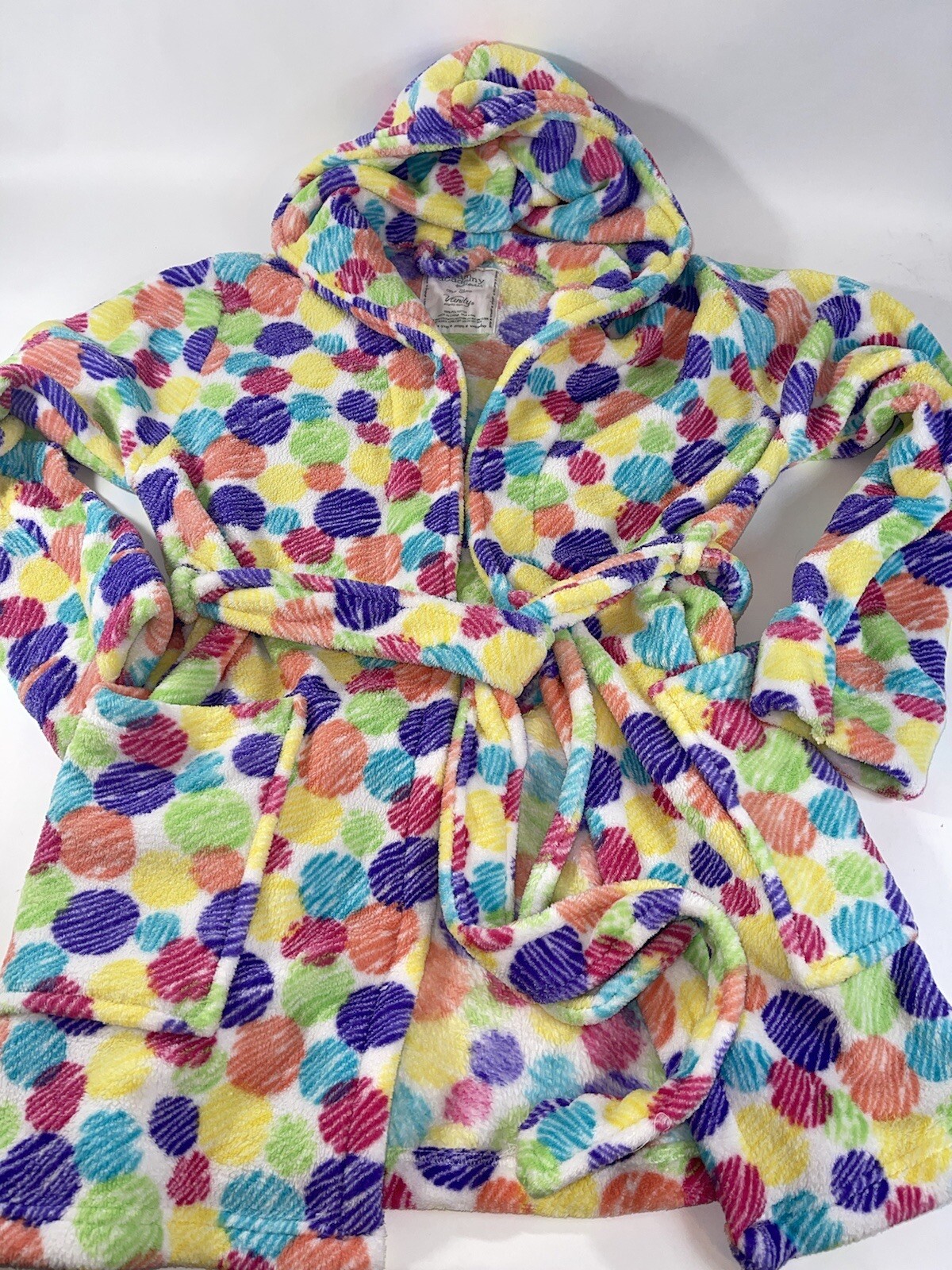 Bath Robe Vanity Dream Academy Sleepwear Hooded Belted One Size Polka Dot