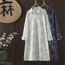 2025 Spring New Casual Floral Collar Long Sleeve Dress Women's Loose Shirt Skirt