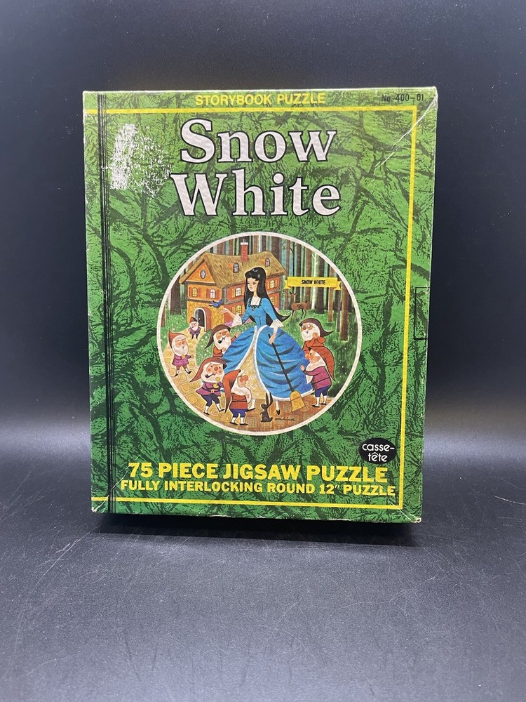 Disney Snow White Storybook Puzzle Round 75 Piece Jigsaw Puzzle Vintage