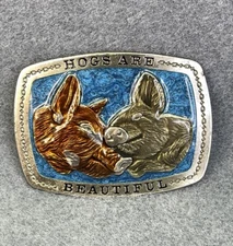 Vintage 1979 The Great American Buckle Co. "Hogs are Beautiful" LE Belt Buckle 