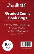 100 PRO SAFE Perfect Fit Graded Comic Book Bags For CGC CBCS - Free Shipping!