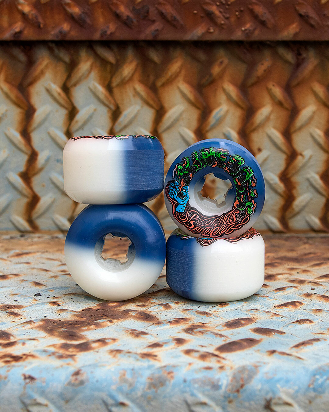 Slime Balls Santa Cruz Skateboard Wheels 53mm Hariballs 50-50 95A White/Blue