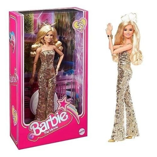 Nueva muñeca Margot Robbie como coleccionable con discoteca dorada Barbie pelo largo Foto 4 de 4