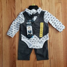 Andy  Evan Infant Boy's Three Piece Vest Bow Tie Grey Suit Set