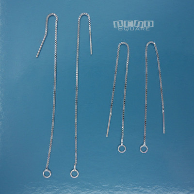 4 Sterling Silver Box Chain Ear Thread Earrings Wire w/Loop ap. 100mm #33540