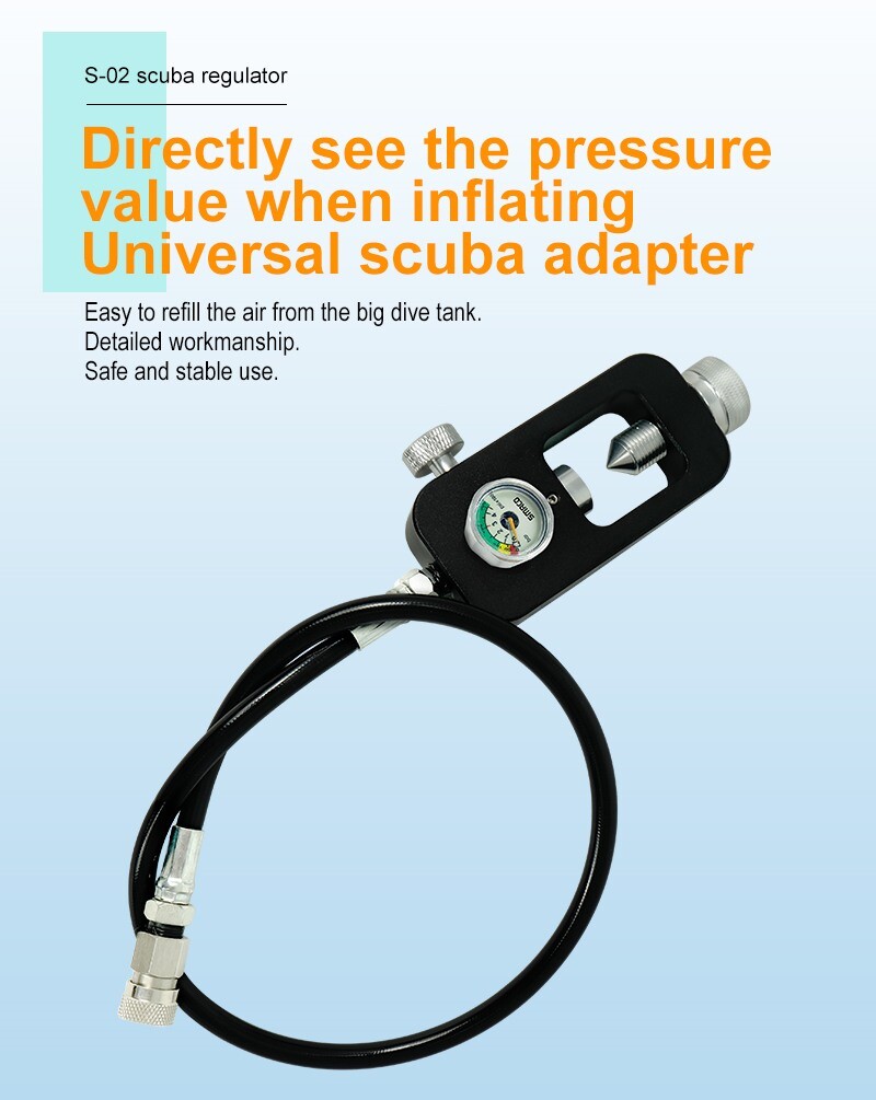 8mm Scuba Adapter - Large To Small Bottle Converter For Diving (0.5L/1.0L, Quick Connect, 6061 Aluminum)