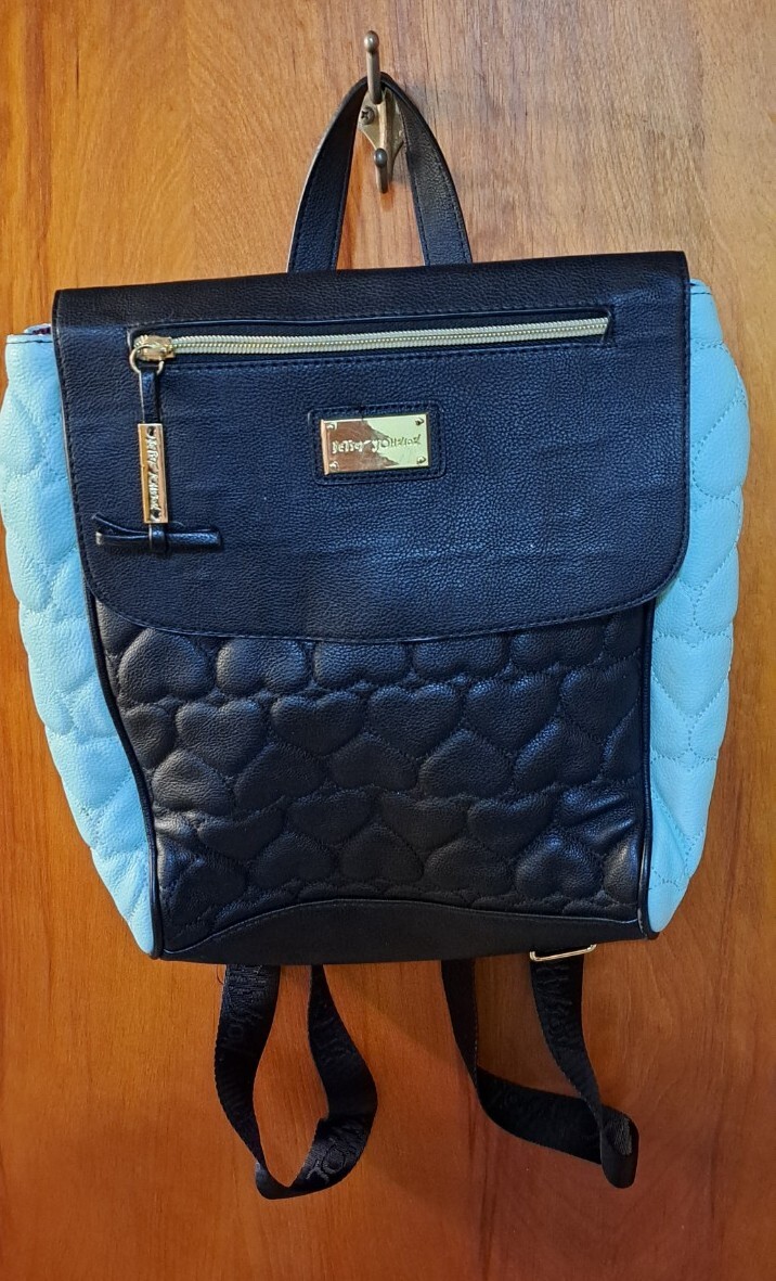 Betsey Johnson Teal Heart Quilted Backpack Adjustable… Gem
