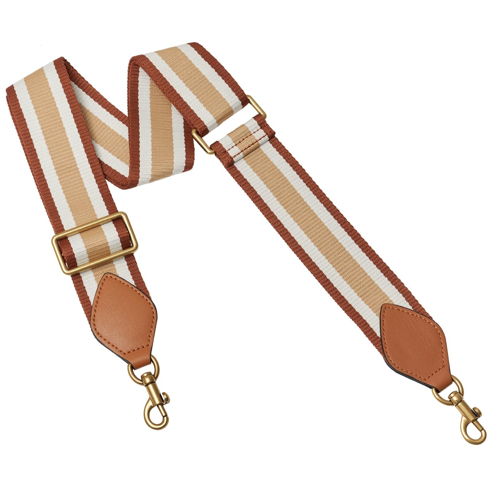 Crossbody Bag Strap Soft Cotton Adjustable Replacement Purse Brown&White-image