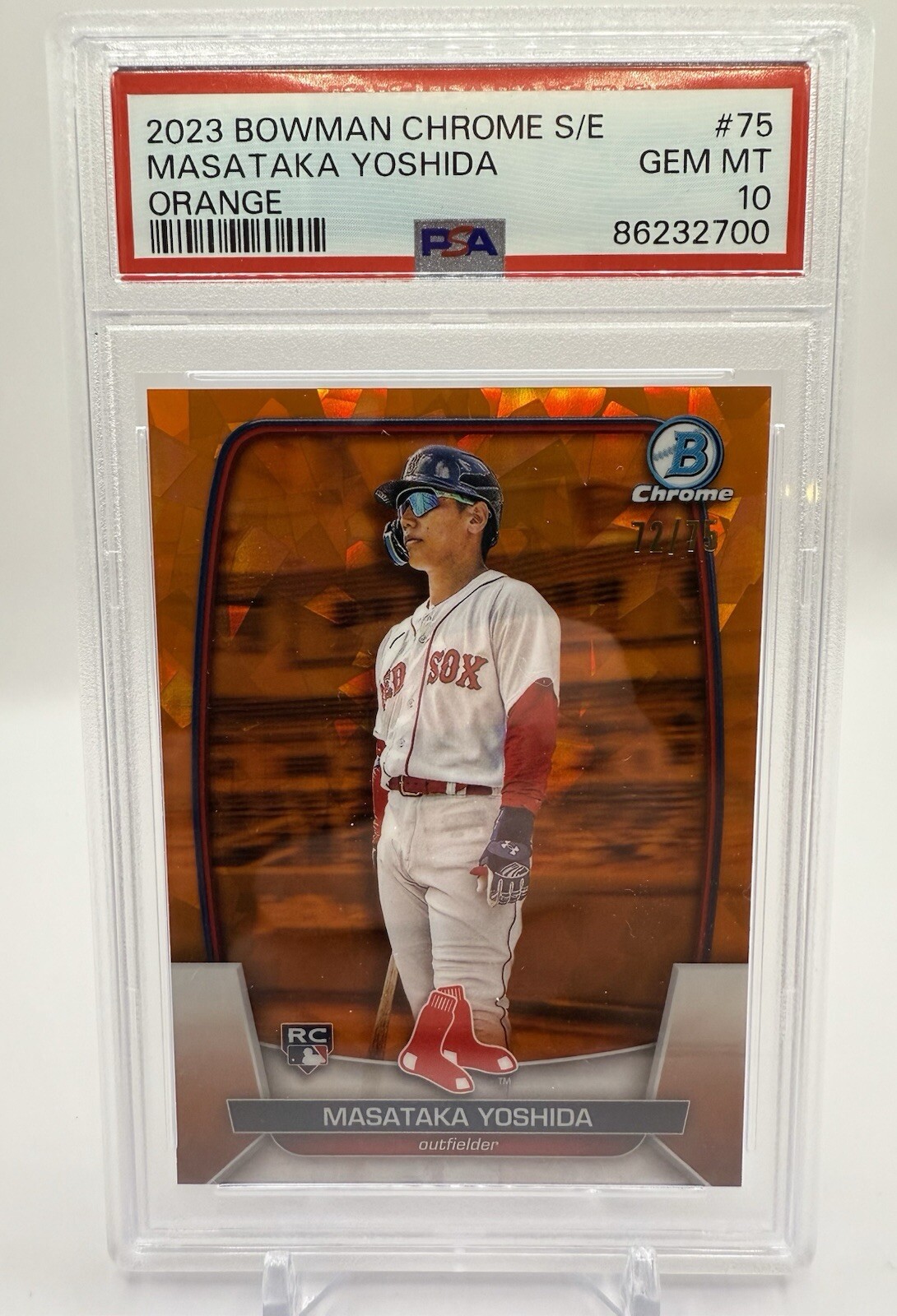 2023 Bowman Chrome Sapphire Masataka Yoshida RC Orange #'d /75 PSA 10 Gem Mint