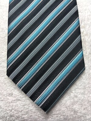 GIORGIO BRUTINI MENS TIE BLACK GRAY BLUE STRIPED X 59 NWOT