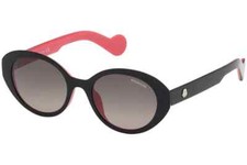 Authentic MONCLER ML0077 05B Shiny Black  Velvet Pink Smoke Lens Sunglasses