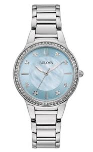 Bulova Women's Quartz Swarovski Crystal Accent Mother of Pearl 32mm Watch 96L288 - Click1Get2 Promotions