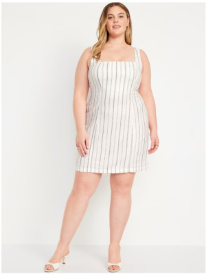old navy women's square-neck linen-blend mini dress reviews Navy's Sleeveless A straight neckline and delicate cami straps add a flirty touch to the flowy shape Best Affordable Linen Dress From