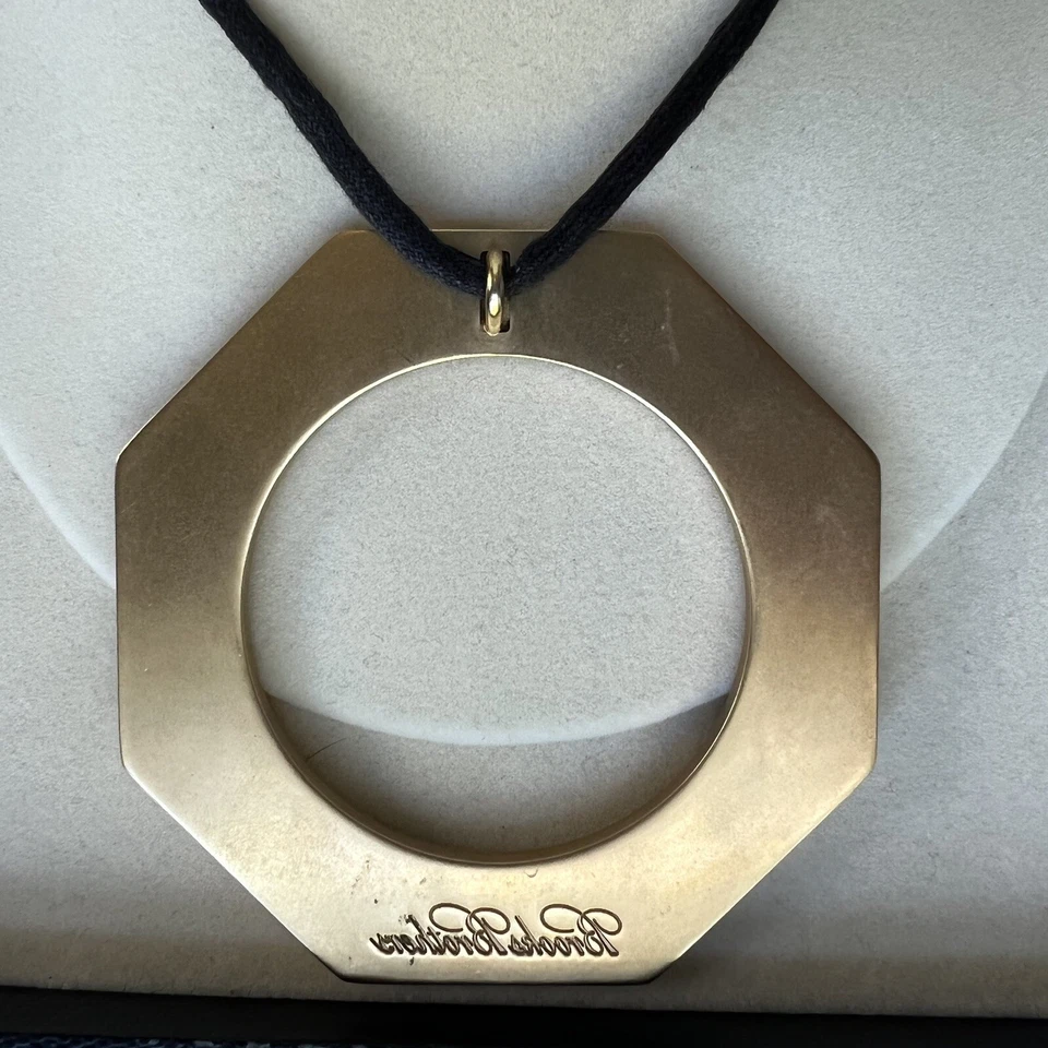 Brooks Brothers - Black Leather & Gold Octagonal Tassel Necklace - Image 4 of 4