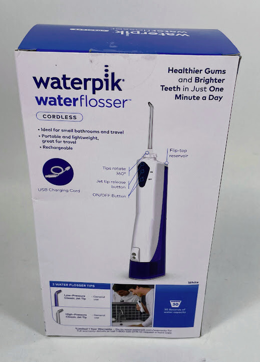Waterpik WP360W Cordless Water Flosser White Includes 2 Jet Tips