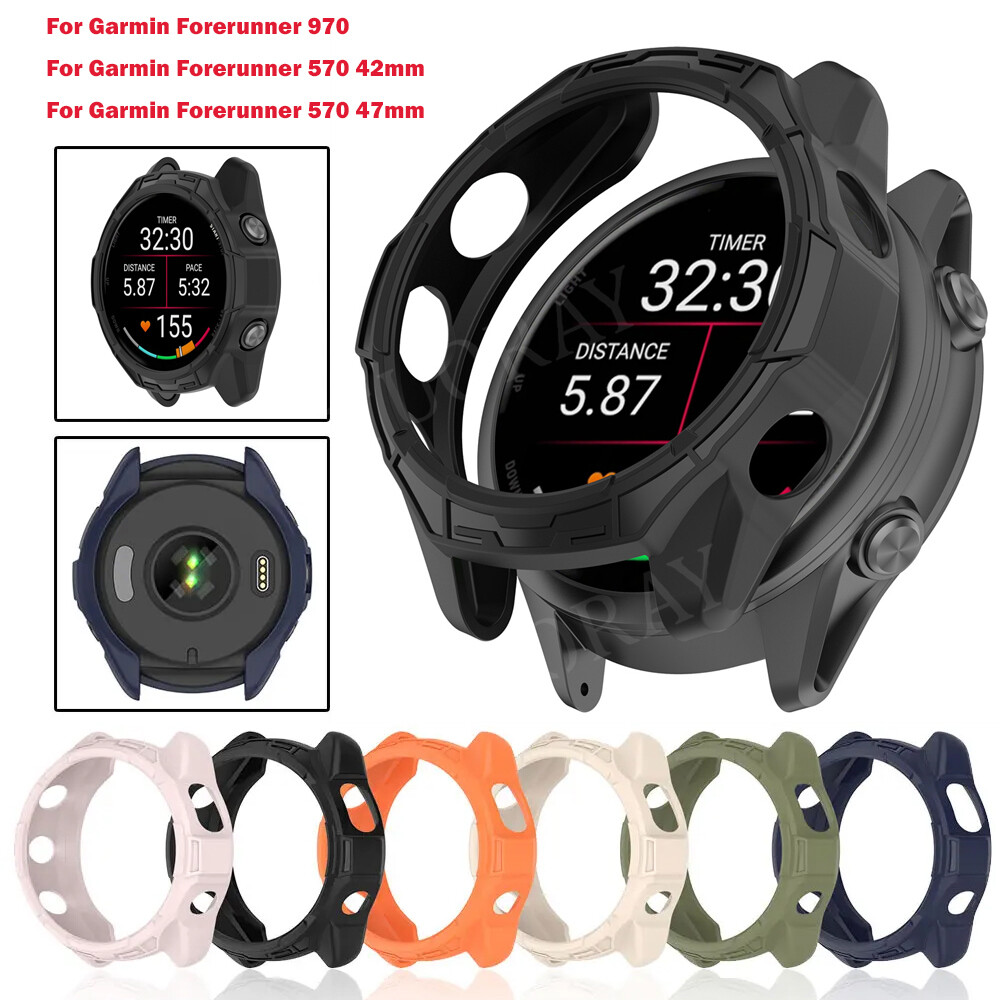IVoler Cover Con Vetro Temperato Per Garmin Forerunner 570 47mm – Kit 3 Pezzi (2 Trasparenti + 1 Nero), Protezione 360° Antiurto E Antigraffio