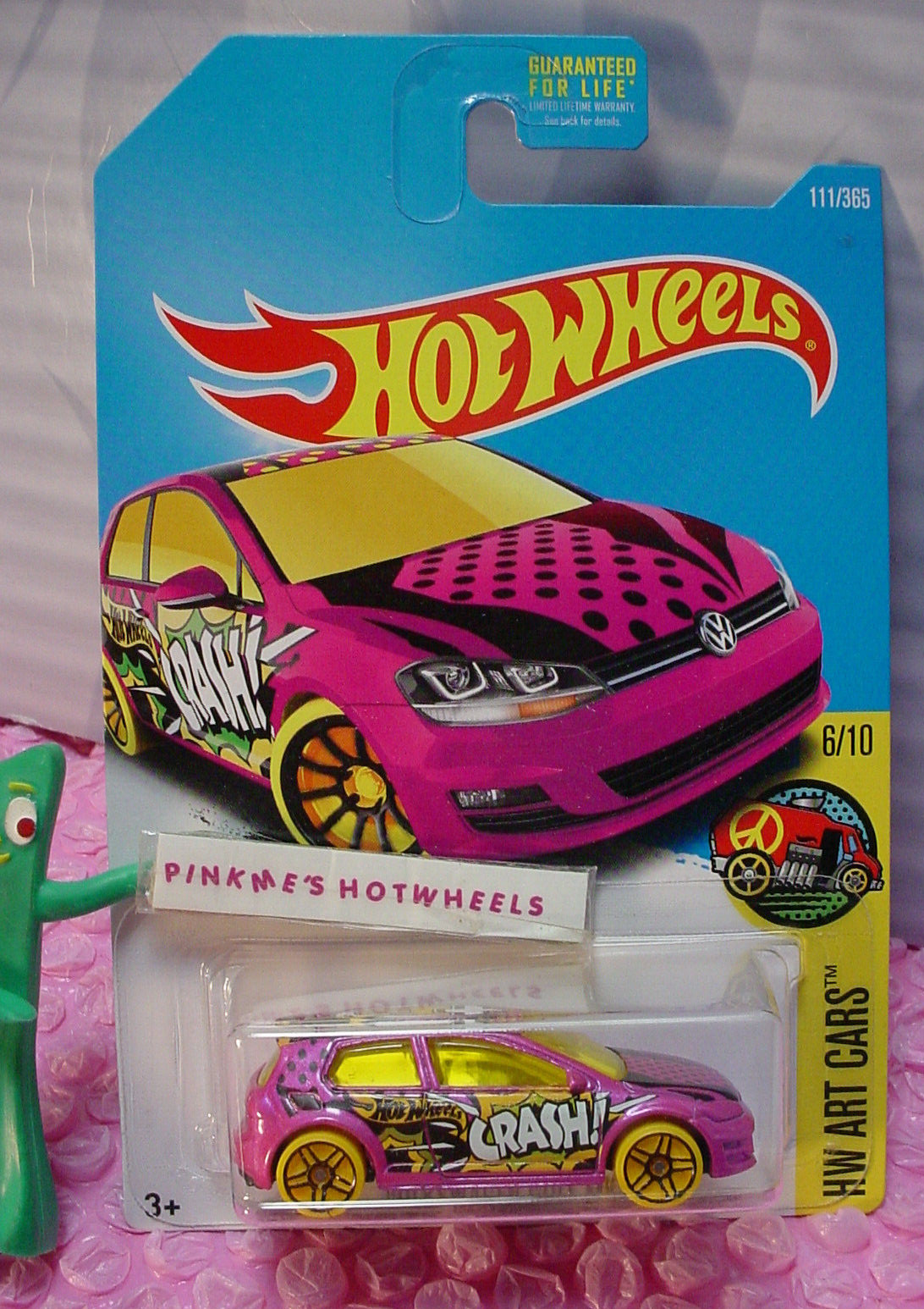 2017 Hot Wheels VOLKSWAGEN GOLF MK7 #111 Pink VW; pr5 yellow✰Art Cars A✰ F