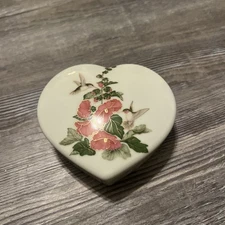 Otagiri Japan Heart-shaped Floral -Bird Trinket Box
