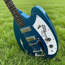 Blue Semi Hollow Body Special Shape Electric Guitar Rosewood Fretboard