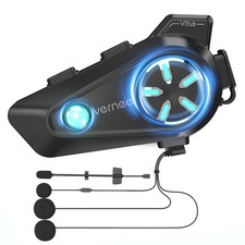 Motorcycle Helmet Bluetooth Headset Speakers, 4 Riders 2Km Intercom, with 2 T...